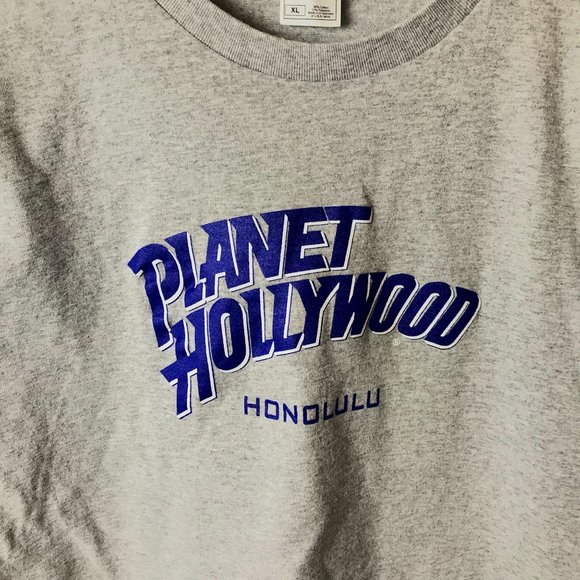 Vintage Y2K Planet Hollywood Honolulu T Shirt Adult Gray XL Extra Large Solid - Picture 5 of 10